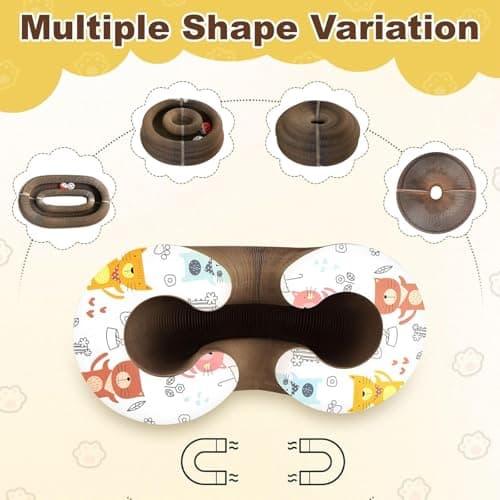 Cardboard Cat Toy, Flexible Magic Organ Cat Scratcher, Foldable & Reversible Cat Scratching Board Scratcher Pad, Interactive Cardboard Accordion Kitty Toy for Indoor Cats 2-Pack - Thumbnail 3