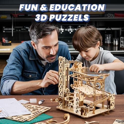 Uplike 3D Wooden Puzzles for Adults: 371pcs Wood Mechanical Marble Run Model Kits with Roller Coaster Building Set for Adults - 3D Brian Teaser Desk Toys Wooden Puzzles for Men Women Hobbies Gifts - Thumbnail 4