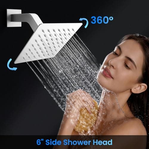 Orovessina Shower Faucet Set, 12" Ceiling Mount Rainfall Shower System with 2 Rain Shower Heads, 2-in-1 Handheld, Solid Brass Pressure Balancing Shower Valve and Trim Kit, Brushed Nickel - Thumbnail 4