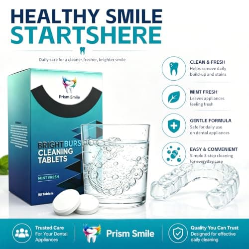 Prism Smile Retainer Cleaning Tablets, Mint Fresh, 90 Count, Deep Clean for Retainers, Aligners, Night Guards and Whitening Trays, Freshens and Removes Everyday Build-Up - Thumbnail 6