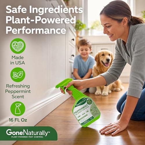 GoneNaturally Peppermint Oil Spray for Bugs– Extra Strong Insect Repellent & Bug Spray for Home– Kills & Repels Ants, Roaches, Spiders & More– Safe Around Kids & Pets– Indoor & Outdoor Use (16oz) - Thumbnail 2
