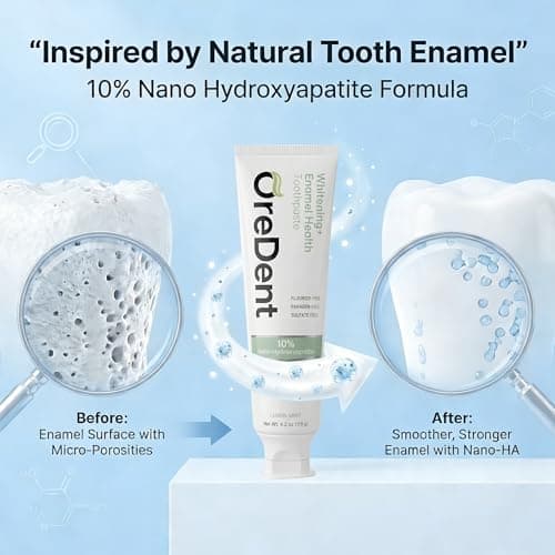 OreDent Fluoride Free 10% Nano Hydroxyapatite Whitening + Enamel Health Toothpaste, Remineralizing, Sensitivity Relief, Xylitol, SLS Free, Lemon Mint Flavor for Adults & Kids, 4.2 oz - Thumbnail 4