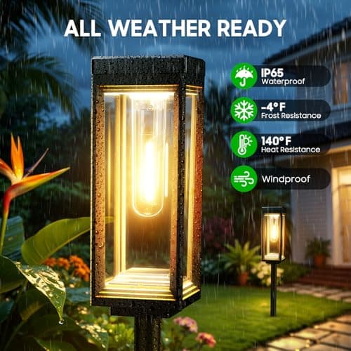 WdtPro 8 Pack Tall Solar Pathway Lights Outdoor, Bright Solar Powered Garden Lights Waterproof, Auto On/Off, Up to 15H Outdoor Lighting for Lawn Patio Walkway Driveway Path Yard Decor - Thumbnail 3