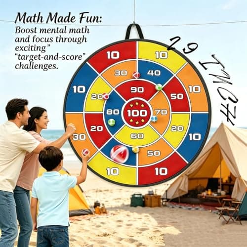 2-in-1 Kids Dart Board Set- Sticky Tic Tac Toe Game & Portable Score Target, 2 Different Boards for Double Fun, Indoor Outdoor Games for Boys Girls Age 8-12 - Thumbnail 4