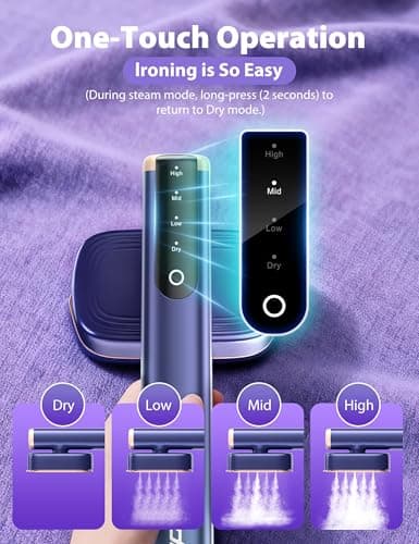 Travel Steamer for Clothes with 180 ml Water Tanks,15s Fast Heat-up,24 g/min Strong Steam Performance, Portable Garment Steamer with Touch Control, Steam Iron Gold Blue - Thumbnail 4
