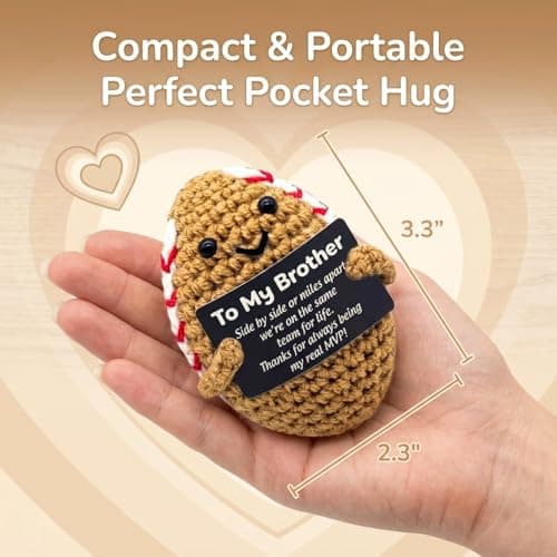 Brother Gifts,Positive Football Emotional Support Gift - Handmade Crochet Knitted Football Doll with Encouraging Card - Unique Sports Birthday Present for Son, Brother, Football Fans,Office Desk Decor - Thumbnail 6