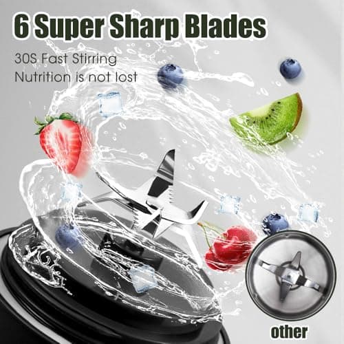 Portable Blender for Smoothies, 600ML Capacity, Rechargeable Personal Blender with Leak Proof Lid and Safety Lock, USB Charging, Black - Thumbnail 2