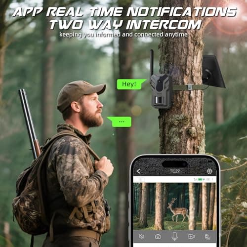 Hwishare 4G LTE Solar Trail Camera – No-Glow Night Vision, Live Feed & Two-Way Audio for Wildlife Monitoring - Thumbnail 4
