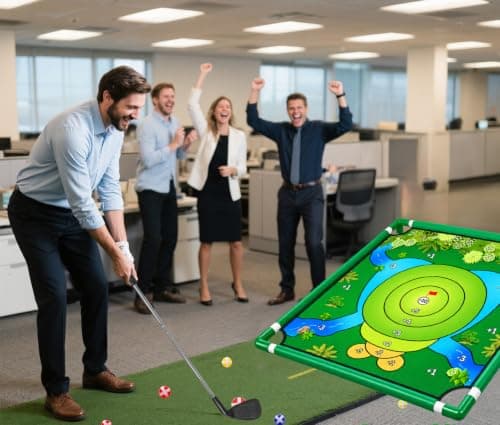VQRZG Golf Chipping Outdoor Game, Portable Yard Practice Set, Indoor & Lawn Play for Adults and Family, Backyard, Beach, Office Party, Golf Gifts for Men (Chipping Game+2 Golf Clubs) - Thumbnail 6