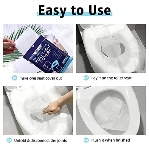 SFOPORD XL 100PCS Toilet Seat Covers Disposable - Flushable Paper Toilet Seat Cover is Travel Accessories, Travel Essentials for Public Restrooms, Airplane, Campin - Thumbnail 5