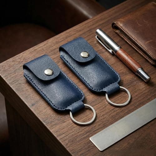 2-Pack PU Leather USB Flash Drive Case with Keychain, Anti-Lost Thumb Drive Holder Sleeve, Portable Memory Stick Storage Pouch Organizer, Protective USB Stick Cover for Laptop Bag & Key(Case Only) - Thumbnail 6