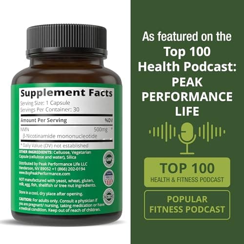 NMN Supplement Ultra High Strength Stabilized Nicotinamide Mononucleotide 500mg Per Capsule. 2 Capsules = 1,000mg of NMN. Boost NAD Levels. Healthy Aging NAD+ Supplements for Men and Women - Thumbnail 6