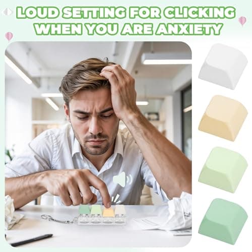 Keyboard Fidget Toy for Adults 2 PCS Slient & Clicky Fidget Keyboard Keychain Clicker Sensory Toys for Anxiety Stress Relief (Pink&Green, 2P-4 in 1) - Thumbnail 4