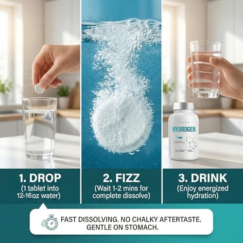 Hydrogen Water Tablets with Magnesium, H2 Molecular Hydrogen Tablets for Drinking Water, Supports Energy Metabolism, Cognitive & Antioxidant, 120 Count - Thumbnail 5
