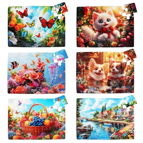 6 Pack 20 Large Piece Jigsaw Puzzles for Seniors with Dementia,Alzheimers Products for Elderly│Easy Memory Games, Cognitive Activities and Gifts for Patients in Nursing Homes(Landscape) - Image 1