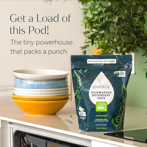 Puracy Dishwasher Pods, Dishwasher Detergent, Free & Clear Dish tabs - Enzyme-Powered, Spot & Residue Free - TikTok Trend Items, Must Haves from TikTok Made Me Buy It (Free & Clear, 50 Count) - Thumbnail 2