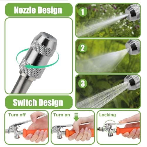 Tecreddy Replacement Pump Sprayer Wand, 41 Inch All Metal Spray Wand with Stainless Steel Extension Tubes, 1/4" 3/8" Brass Barbs & 3/4" Garden Hose Joint Parts for Weed Lawn Plants Careing Watering - Thumbnail 5