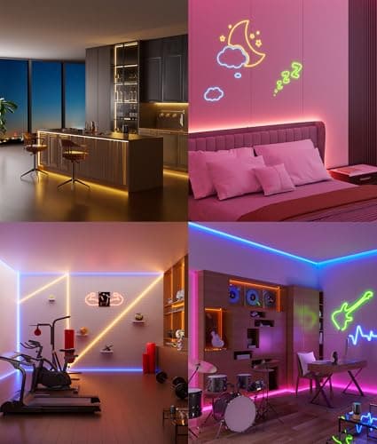 DeckTok 100FT Led Neon Rope Lights Strip - Flexible Led Control with App/Remote Rope Lights Multiple Modes RGB IP65 Waterproof Outdoor Neon Music Sync Gaming Strip for Christmas Outdoor Decorations - Thumbnail 6