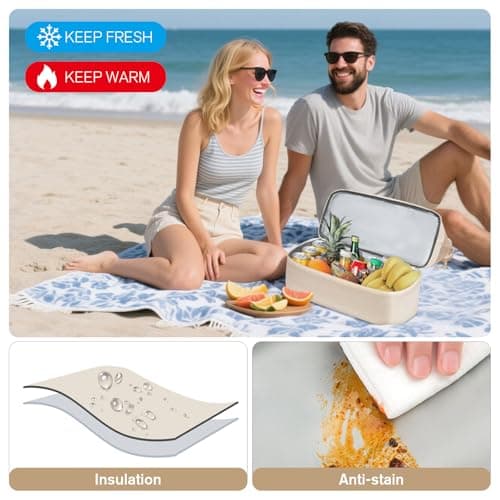 WOOMADA Beach Tote Bag With Cooler, Large Mesh Beach Bags for Women with Wet Pocket, Pool, Swim, Travel Essentials（Beige） - Thumbnail 2