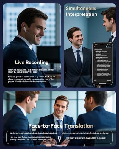 AI Translation Earbuds Real Time-188 Language Translator Earbuds,Simultaneous Interpretation Translator Ear Buds,No Subscription Audifonos Traductores Inglés Español,AI Translating Earbuds for Travel - Thumbnail 3