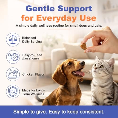 GJYC PET Glucosamine for Dogs and Cats - 8-in-1 Hip and Joint Supplement for Pets w/Green Lipped Mussel & Hyaluronic Acid - Support Mobility, Stiffness & Pain Relief - 60 Tender Soft Chews - Thumbnail 6