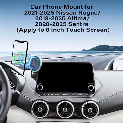 AbeeyGeomarn Car Phone Holder for 2021-2025 Nissan Rogue/2019-2025 Altima/2020-2025 Sentra Accessories 15W Fast Wireless Charger Only 8-inch Screen Fixed Clip Cell Phone Mount Hands-Free - Thumbnail 2