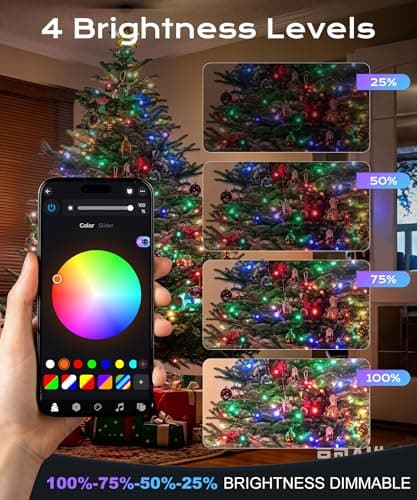 Ecoeve Red White and Blue Lights, 99FT 200 LED 4th of July RGB+IC String Lights Outdoor, Smart App-Controlled 100+ Scene Modes Color Patriotic Light for Indoor Independence Memorial Day Party Holiday - Thumbnail 5