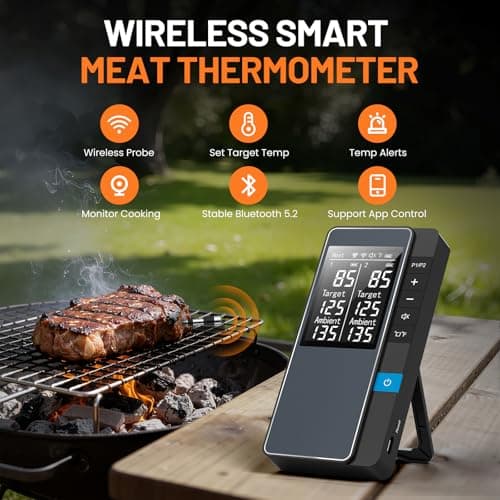 Smart Bluetooth Wireless Meat Thermometer, Real-Time Monitoring Control Digital Thermometer with Smart App, 2 Meat Probes IP67 Waterproof High Accuracy Perfect for BBQ, Oven, Grill & Smoker - Thumbnail 2