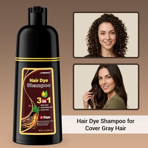 IIIMEIDU MEIDU Dark Brown Hair Dye Shampoo 3 in 1, Instant Hair Color Shampoo for Women Men, Herbal Ingredients Coloring in Minutes 500ML - Thumbnail 3