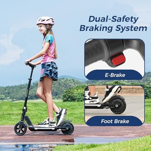 isinwheel S7 Electric Scooter for Kids Ages 8-14, 250W Foldable and 3 Adjustable Heights Kids Electric Scooter with 3 Speeds (5/8/12 Mph), Cruise Control, LED Display, Gift for Kid - Thumbnail 4