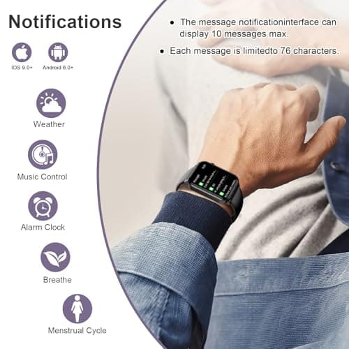 Smart Watches for Men, 1.91" AMOLED Men's Fitness Watch with 2026 Upgrade LED Flashligh, 7-Day Battery, IP68 Waterproof, 24/7 Heart Rate/Sleep Monitor, 120+ Workout Modes for Android iPhone(2 Bands) - Thumbnail 6