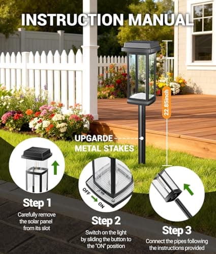 Solar Pathway Lights Outdoor, 8 Pack Upgraded Solar Garden Lights Solar Powered, Solar Lights Outdoor Waterproof IP65, 15 Hours Outdoor Solar Lights for Yard Patio Landscape Walkway Driveway Decor - Thumbnail 4