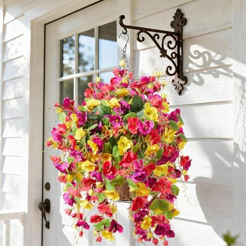 HSTEY 2PCS Spring Artificial Hibiscus Silk Flowers for Outdoors Planter, Fake Hanging Flowers Plants, Summer Long Trailing Vines for Home Patio Garden Balcony Yard Decor UV Resistant - Thumbnail 4