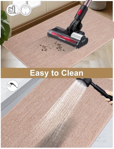 Indoor Door Mat 20"x32" - No Creases Entryway Mat, Low-Profile Dirt Trapper Front Door Mat for Inside Entrance, Non Slip Rubber Backing Inside Doormat for Entryway, Easy Clean Washable (Khaki) - Thumbnail 6
