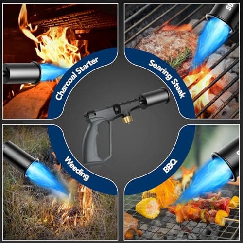 Sondiko Powerful Propane Torch Gun, Cooking Torch for Sous Vide, Charcoal Starter and Steak Searing, Best for Outdoor BBQ Party and Camping, Gray & Black, Gas Welding Kits(Tank Not Included) - Thumbnail 6