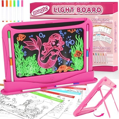 Ultimate LED Drawing Board for Kids Ages 5-7, Girls Toys Age 6-8, Christmas Birthday Gifts, Light Up Tracing Pad, 9 Double-Sided Cards, 6 Markers, Arts Crafts Learning Toy, Magic Doodle Writing Tablet - Image 1