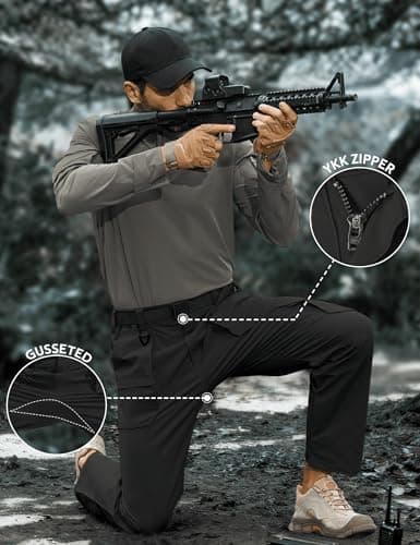 MOURCE Mens Tactical Cargo Pants Waterproof - Lightweight Quick Dry Hiking Pants Men, Black 32L - Thumbnail 3
