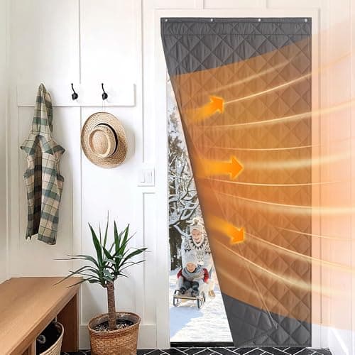 NICETOWN Thermal Insulated Door Curtain for Doorway, 38"x86" Temporary Insulated Cover with 3 Hanging Ways (Hooks, Rod Pocket, Adhesive), Energy Saving Noise Reduce for Garage, Attic, 1 Piece, Grey - Image 1