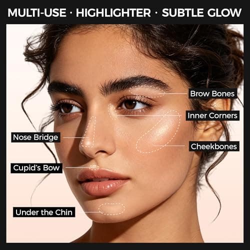 Exmiloo Multi-Use Cream Highlighter Stick for Face, Soft Champagne Glow - Thumbnail 3