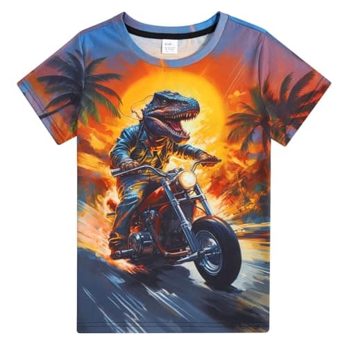 Funnycokid Teen Boys Shirts Size 14-16 Girls Youth T-Shirts Dinosaur Dino Clothes Tops Tees Graphic Short Sleeve Birthday Cool 15-16 Years - Image 1