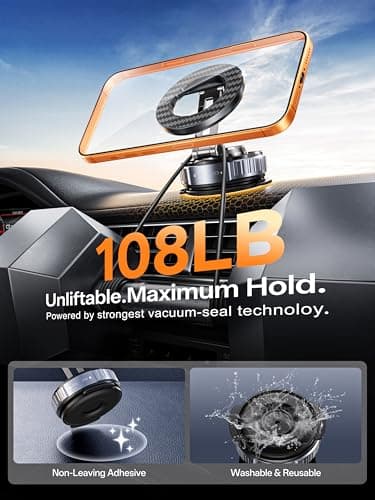 snanlen 2026 Upgraded Car Phone Holder for Magsafe [108LBS Strongest Suction] 360° Adjustable Vacuum Magnetic Phone Holders, Cell Phone car Mount for iPhone 17 Pro Max 16 15 14 13 12 Air Plus - Thumbnail 3