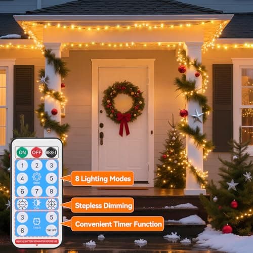 Lakumu 2-in-1 Rechargeable Fairy Lights, 66FT 200 LED Warm White String Lights with Remote & Timer, Waterproof Battery Operated Twinkle Lights for Indoor Outdoor Bedroom Camping Christmas Decorations - Thumbnail 6
