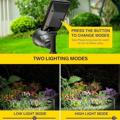 ROSHWEY Solar Outdoor Lights, Waterproof Solar Yard Lights 600LM Spot Light Outdoor for Tree Pathway Walkway Driveway Patio (Cool White, 4Pack) - Thumbnail 6