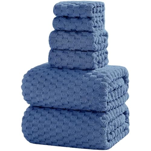 NALIVO Oversized Bath Towels 40x80 Inches Extra Large Bath Sheets for Adults Super Soft Quick Dry Highly Absobent Microfiber Shower Towels for Bathroom（Blue, 6Piece