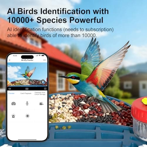 Smart Bird Feeder with Camera Solar Powered, 4K HD Video Bird House, AI Bird Species Identification, Live Stream & Night Vision, Auto-Capture & Notify, Weatherproof Design, Ideal Gifts for Lover - Thumbnail 2