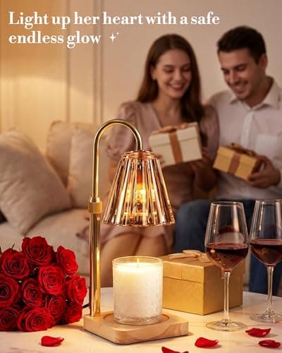 Marycele Candle Warmer Lamp with Timer for Yankee Candles, Adjustable Height Wax Melt Warmer, Birthday Gifts for Mom Women Sister, Vintage Amber Glass Lamp, Thanksgiving Decorations for Home Decor - Thumbnail 2