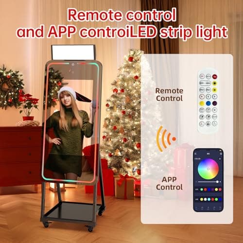 MWE Magic Mirror Photo Booth Machine Touch Screen with Printer,12MP 4K HD Camera,RGB Surround Light Music Sync,Professional Photography Light,Dual System,Software APP Remote Control (47in+Printer) - Thumbnail 4