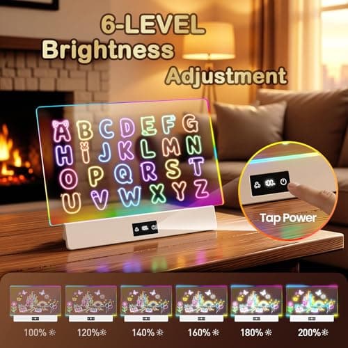 TAEMVV LED Drawing Board for Kids, 16-Inch Rechargeable Light Up Dry Erase Board with 8 Colors, 3 Dynamic Modes, 6-Level Dimmer, 15H Battery, Built-in Stand & Full Kit Clear - Thumbnail 3
