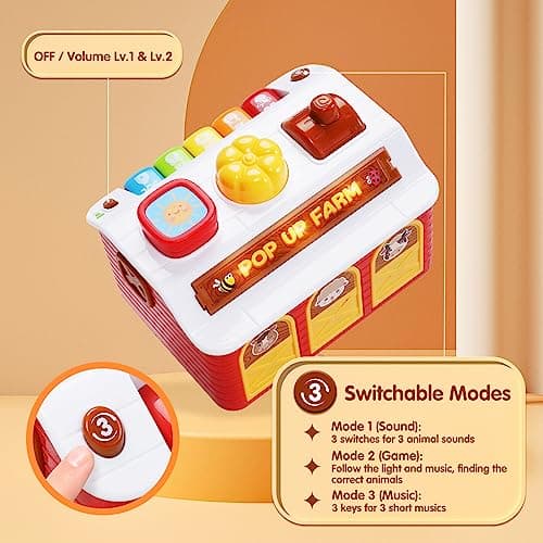 STAPAW Montessori Pop Up Toy for Babies 6-12 Months - 3 Modes Cause and Effect Toys for 1 Year Old Boy Girl, Sensory Fine Motor Skill Developmental Toddler Toy - Thumbnail 5