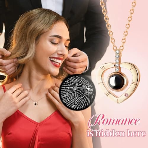 Tyvouflo Preserved Roses Forever Flowers with Heart in 100 Languages Mom Necklace Birthday Gifts for Her Wife Girlfriend Grandma on Valentines Christmas Anniversary Romantic-Pink - Thumbnail 4